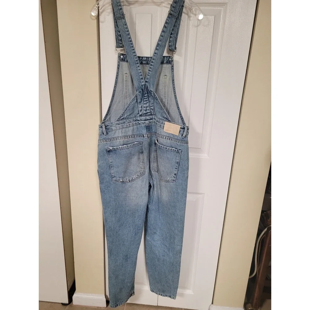 ZARA Trafaluc Overalls GRUNGE Distressed Blue Hippie Urban Streetwear Sz S - Picture 4 of 8